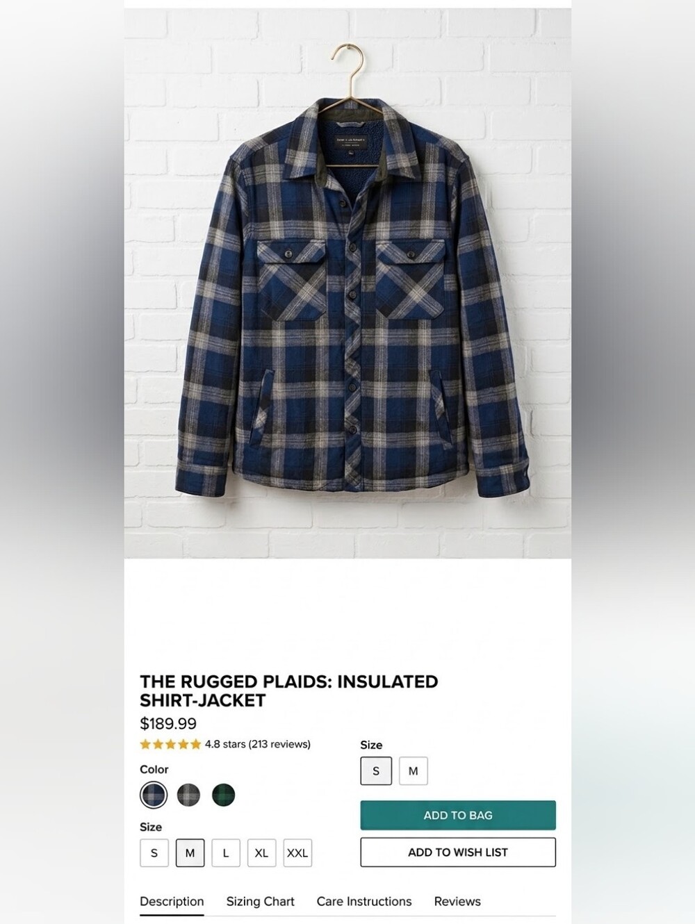 Men's Deus Ex Machina Blue and Gray Plaid Heavy weight Shirt Jacket